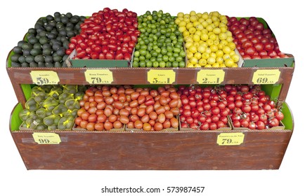 Isolated Sidewalk Fruit And Vegetable Stand.