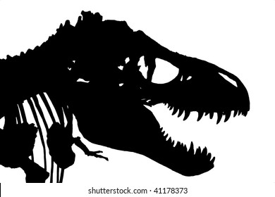 An Isolated Silhouette Of A Tyrannosaurus Rex Skeleton