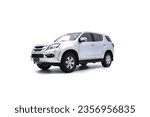 isolated simple and  metallic suv car on white background that easily removable.