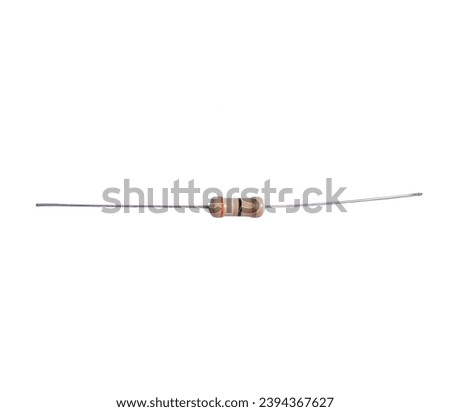 Isolated single electrical resistor on the white.