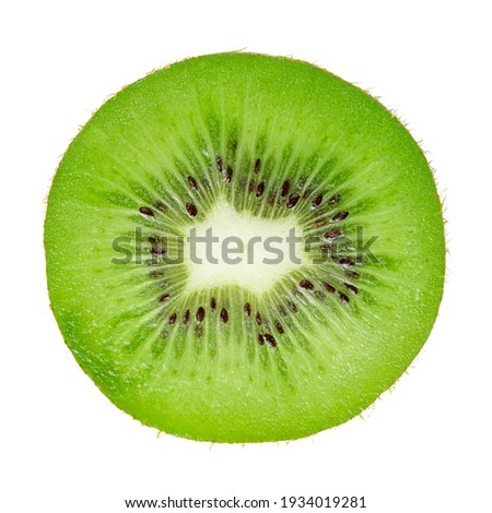 Isolated slice of kiwi fruit on white background