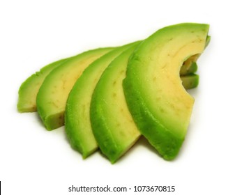 Isolated Sliced Avocado Pieces