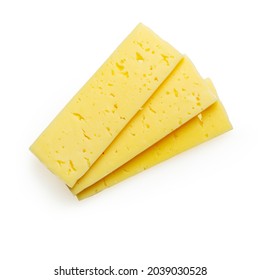 Isolated slices of cheese on white background for scene creator