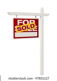 Isolated Sold For Sale Real Estate Sign with Clipping Path.