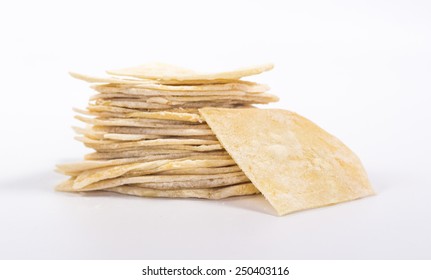 Isolated Stack Of Flat White Bread