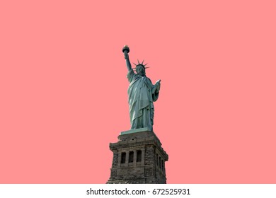 isolated Statue of Liberty on pink background New York City USA