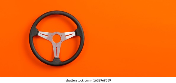 isolated steering wheel a view from above, simple minimalist racing concept