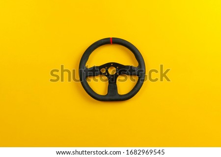 isolated steering wheel a view from above, simple minimalist racing concept