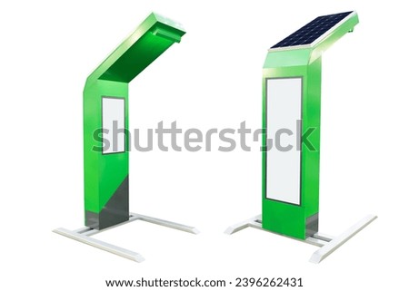 Isolated street screen for advertising - information board powered by solar panel.