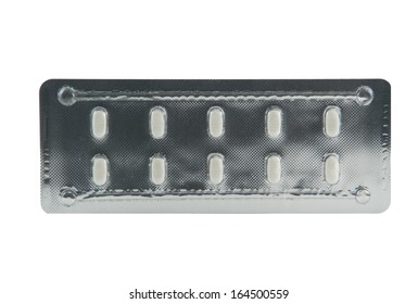 isolated tablet in packaging on white background