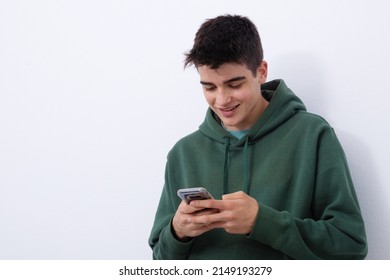 isolated teenage student with mobile phone - Powered by Shutterstock