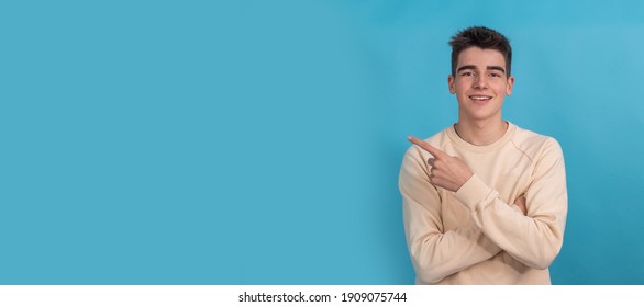 isolated teenager or student pointing