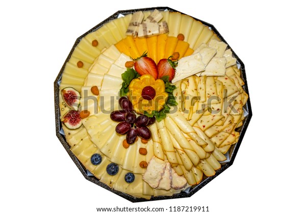 Isolated Thin Cut Cheese Platter Fruit Stock Photo Edit Now