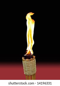 isolated tiki torch with brilliant flame