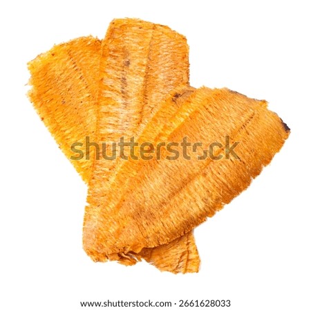 Isolated top view mashed squid. Crushed dried squid isolated on the withe background. wite clipping paths.