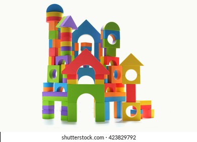 Isolated Toy Block Castle - White Background