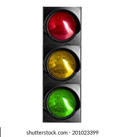 Isolated Traffic Light On White Background