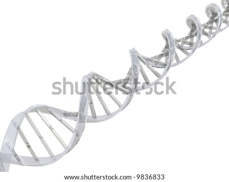 An isolated transparent dna molecule on white background
