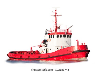 An Isolated Tug Boat Equipped With Saftey Equipment