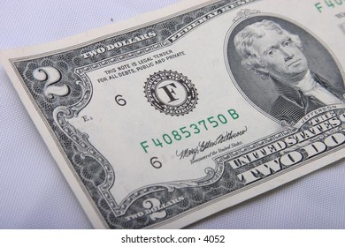 isolated two-dollar American bills