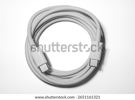 Isolated usb type c cable usb type c on white background
