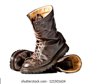 Isolated Used Combat Leather Boots Stock Photo 121501624 | Shutterstock