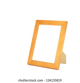 Isolated Varnished Wooden Picture Frame With Stand