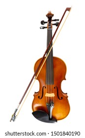 An isolated vertical image of violin, string music instrument in orchestra.


