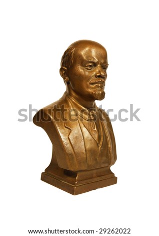 Isolated V.I. Lenin bronze bust on white background