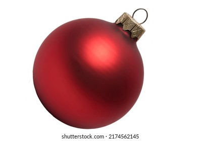 It's a isolated view of an yellow ball. A red Christmas ball is on white background. It's the New Year's Eve.