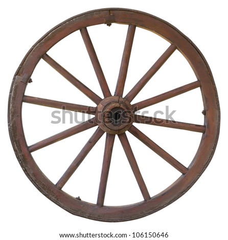 Isolated vintage carriage wheel
