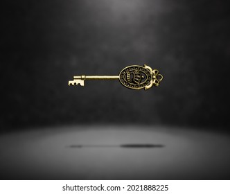 Isolated Vintage Old Golden And Bronze Key