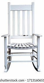 Isolated Weathered Vintage White Rocking Chair.