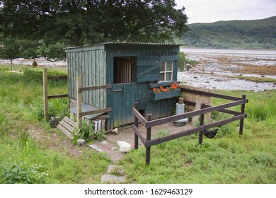 Isolated And Well Cared For Chicken Coop Beside The Beach And By The Roadside In The Rural Scottish Highlands UK