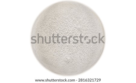 Isolated White 3D Sphere with Rough Stucco Plaster Concrete Texture on White Background Abstract Geometric Design Element. 