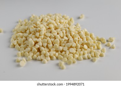 Isolated White Chocolate Chips With White Background