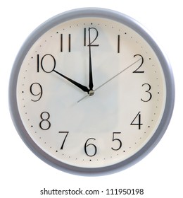 Isolated White Clock At 10pm Or 10am