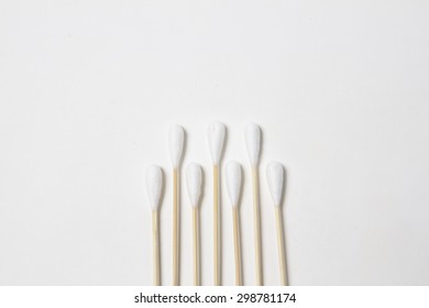 Isolated White Cotton Swap In Group On White Background