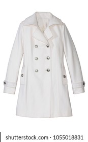 Isolated White Double Breasted Rain Coat