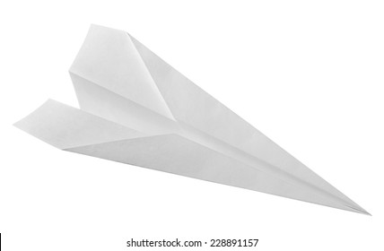 Isolated White Paper Airplane. Clipping Path