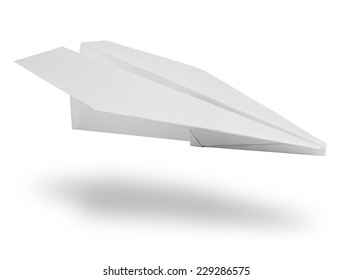 Isolated White Paper Airplane. Clipping Path