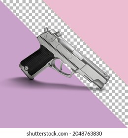 Isolated White Silver Air Soft Gun