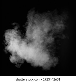 Isolated White Smoke Effect On Black Background.