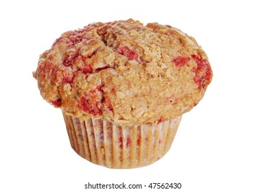 Isolated Whole Wheat Raspberry Muffin