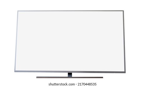 Isolated Widescreen Smart Tv Mockup. Close Up. White Screen