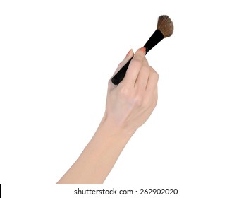 Isolated Woman Hand Holding Makeup Brush