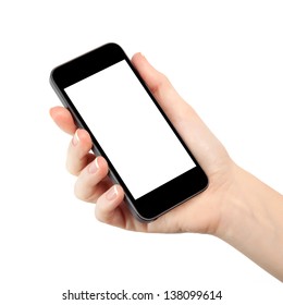 Isolated Woman Hand Holding The Phone With Isolated Screen