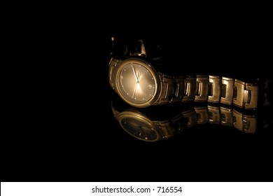 Isolated Wrist Watch - Black Background