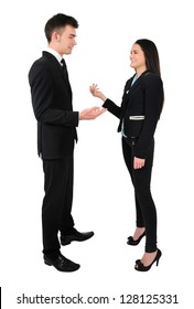 Isolated Young Business Couple Talk