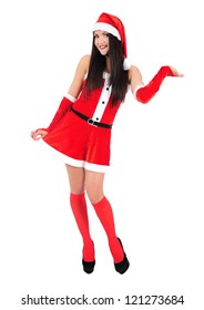 Isolated Young Christmas Girl Hostess